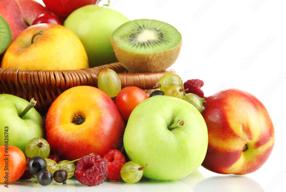 Assortment of juicy fruits, isolated on white Assortment of juicy fruits, isolated on white