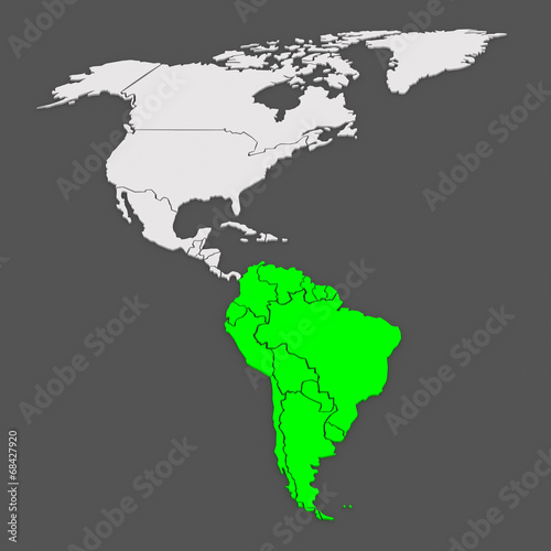 Map of worlds. South America.