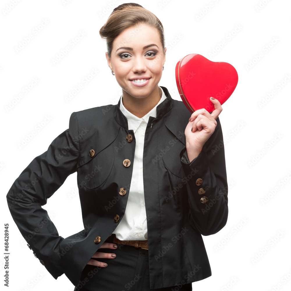 young happy business woman on valentine's day young happy business woman on valentine's day