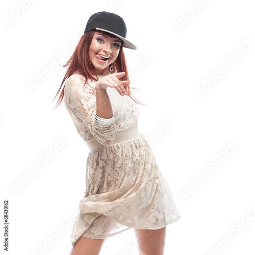 cheerful girl hip-hop dancer
