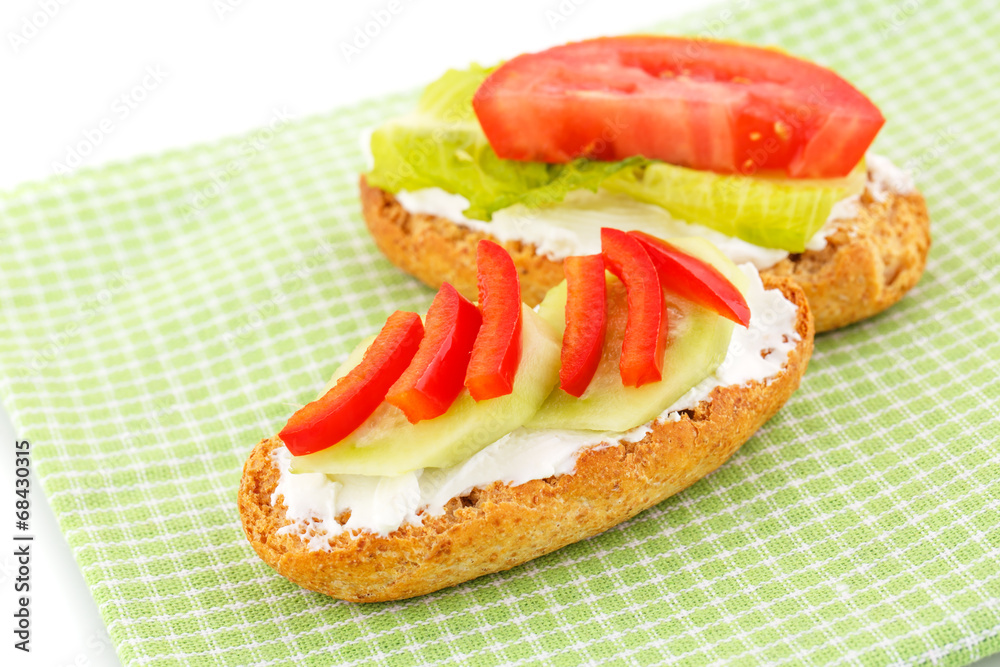 Sandwiches with rusks and vegetables Sandwiches with rusks and vegetables