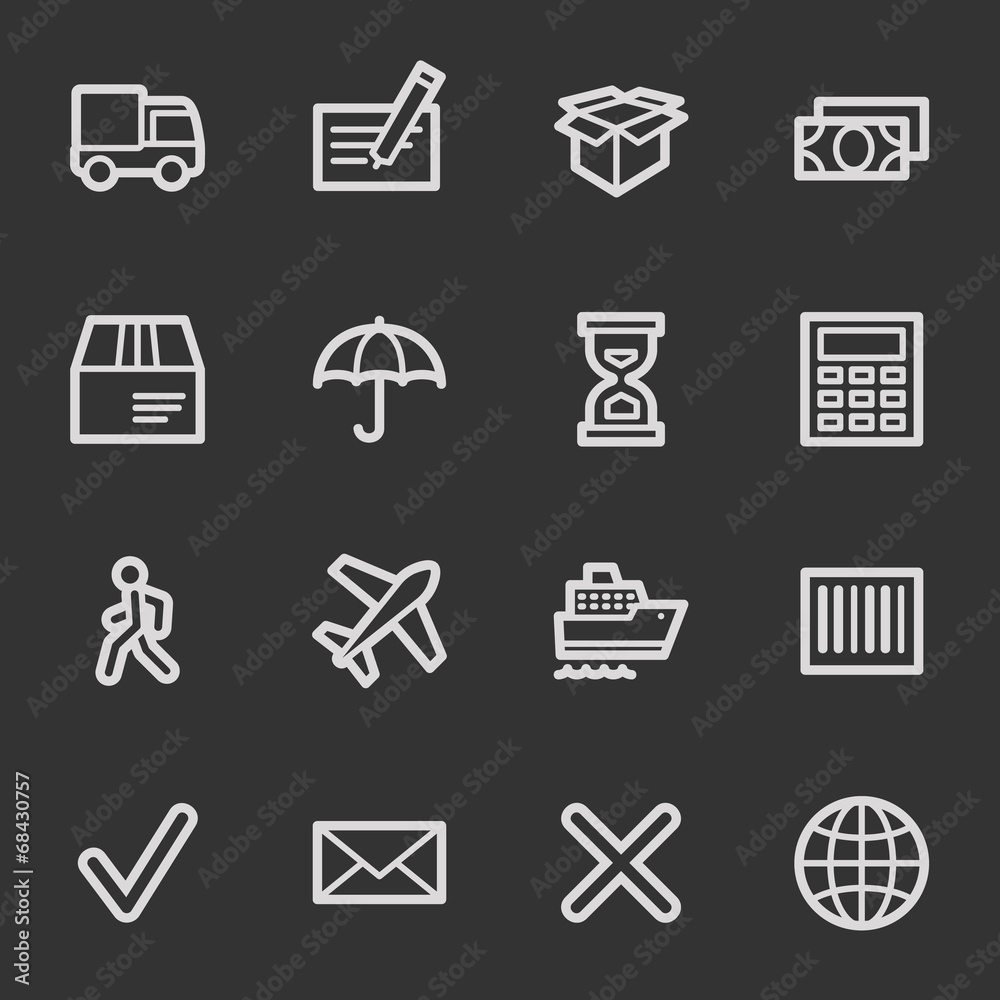 Delivery web icons, grey set Delivery web icons, grey set