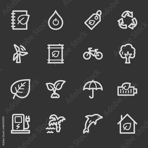 Green ecology web icon set 4, grey set