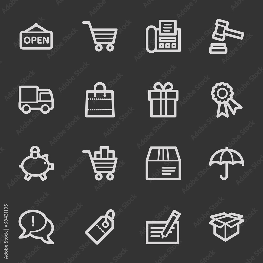 Shopping web icons, grey set Shopping web icons, grey set