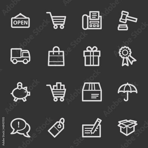 Shopping web icons, grey set