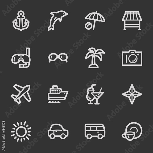 Vacation web icon set 1, grey set