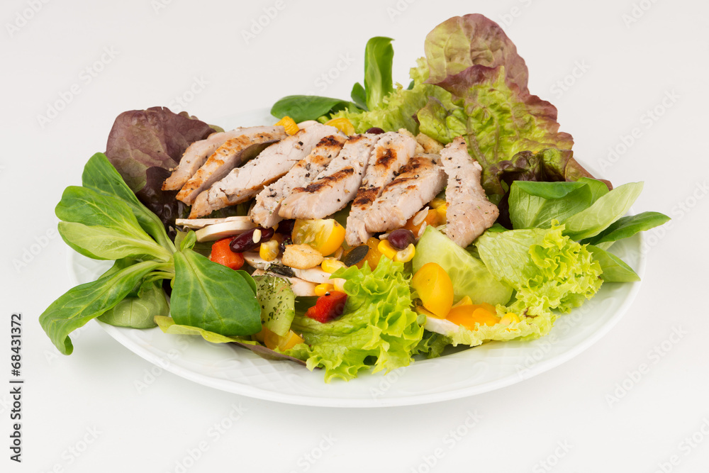 Salat mit Putenstreifen Salat mit Putenstreifen