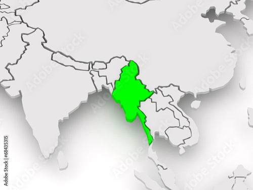 Map of worlds. Myanmar (Burma).