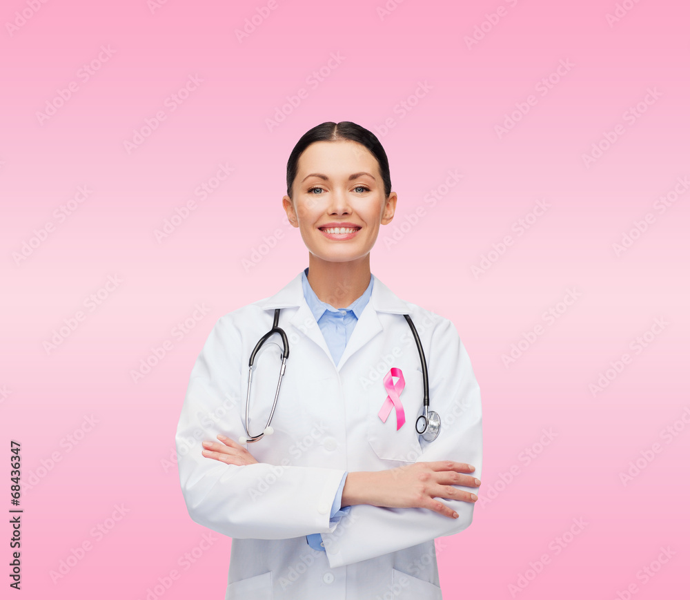 doctor with stethoscope, cancer awareness ribbon doctor with stethoscope, cancer awareness ribbon