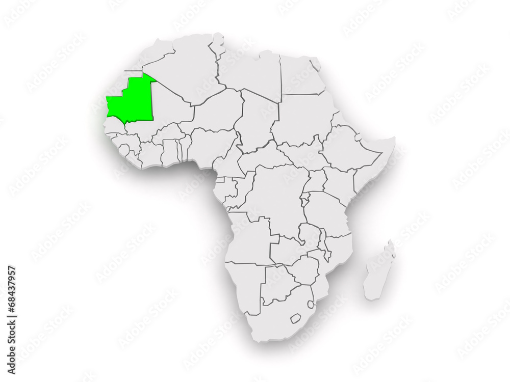 Fototapeta premium Map of worlds. Mauritania.