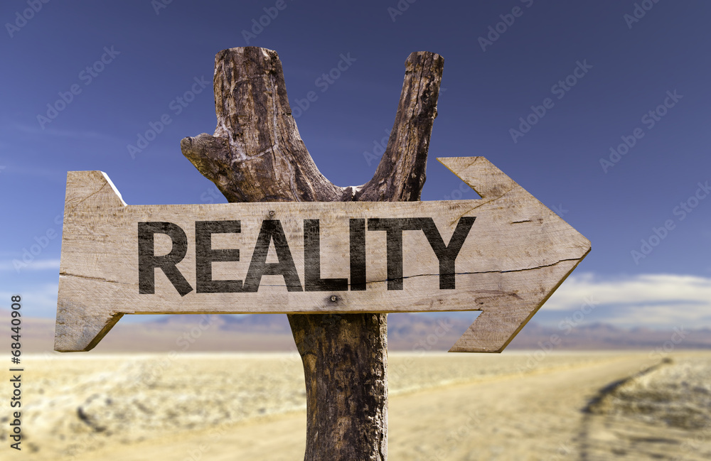 Reality wooden sign with a desert background