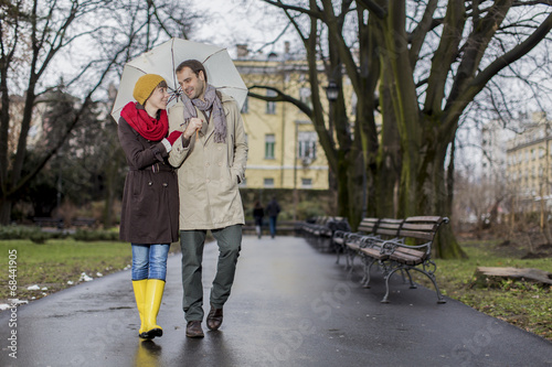 Romantic couple walking in ...