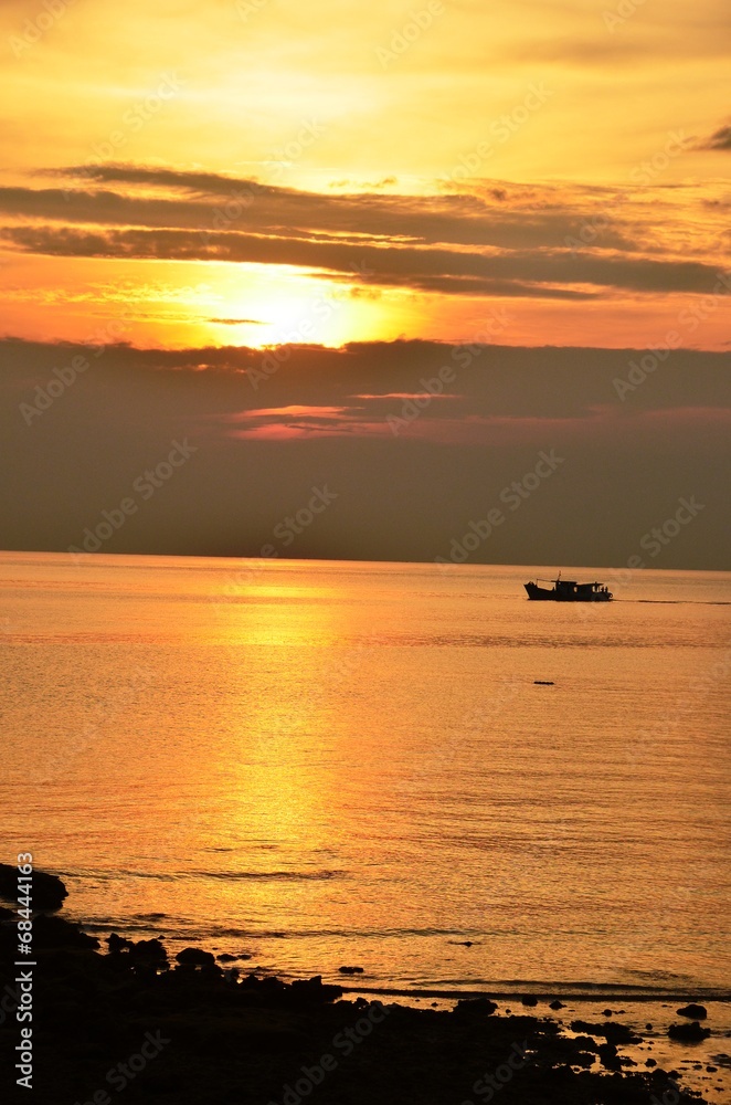 ティオマン島、静かな夕日の海 ティオマン島、静かな夕日の海