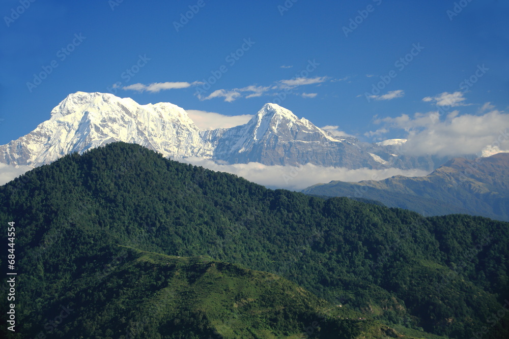 Mounts Annapurna South (L)-Hiun Chuli (R). Dhampus-Nepal. 0540