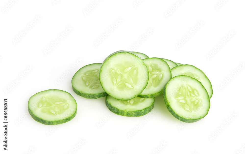 Fresh slice cucumber isolated on white background Fresh slice cucumber isolated on white background