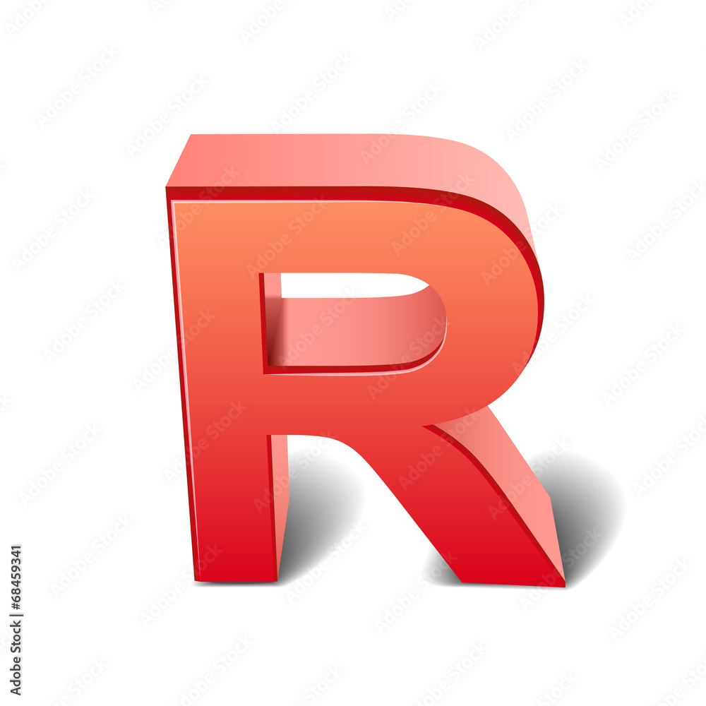 3d red letter R