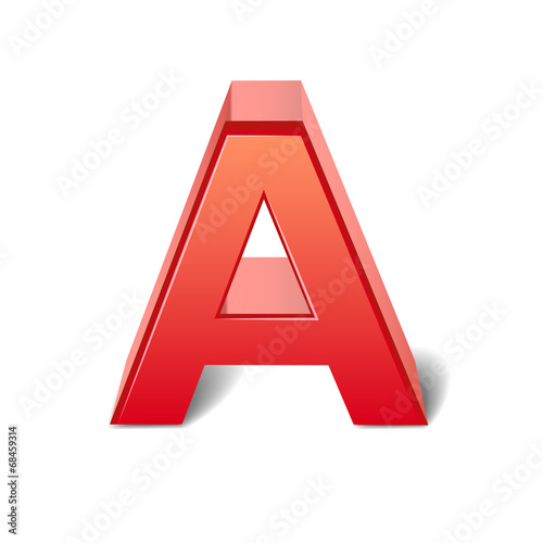 3d red letter A