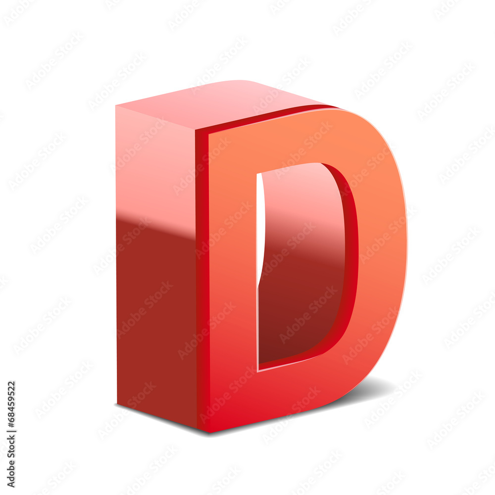 3d red letter D 3d red letter D