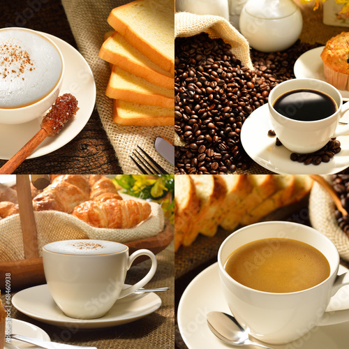 Collection of coffee cup and pastries