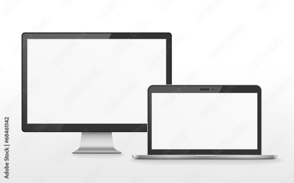device set with flat screen TV and laptop device set with flat screen TV and laptop