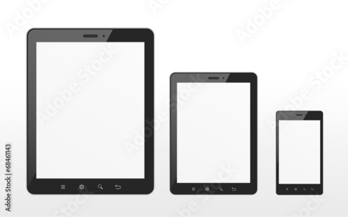 different sizes of tablet and smart phone