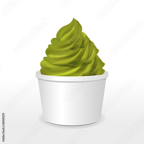 blank paper cup with matcha ice cream