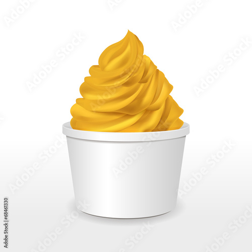 blank paper cup with mango ice cream