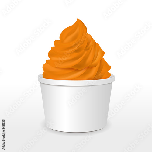 blank paper cup with orange ice cream