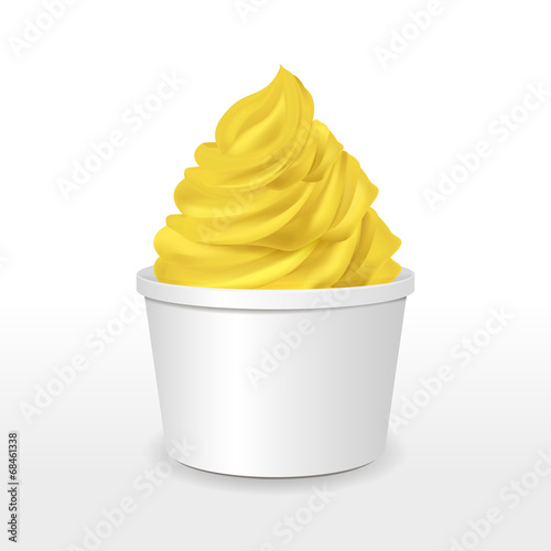 blank paper cup with lemon ice cream