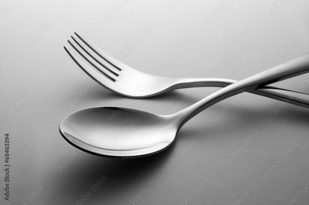 Metal spoon and fork Metal spoon and fork