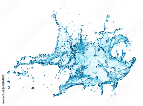 blue water splash isolated on white background