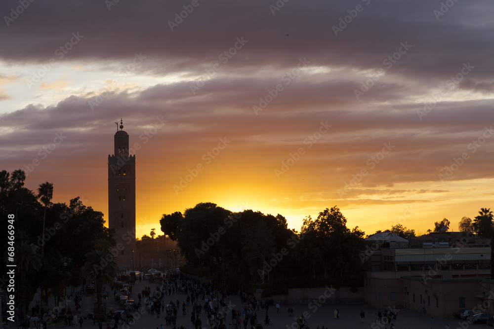 The Koutoubia and Jemma el Fna square mosque in Marrakesh