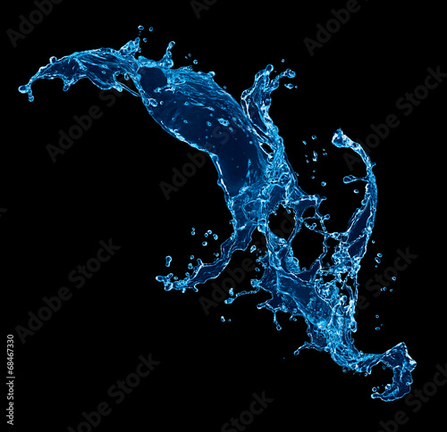 Water splash. Isolated on black background
