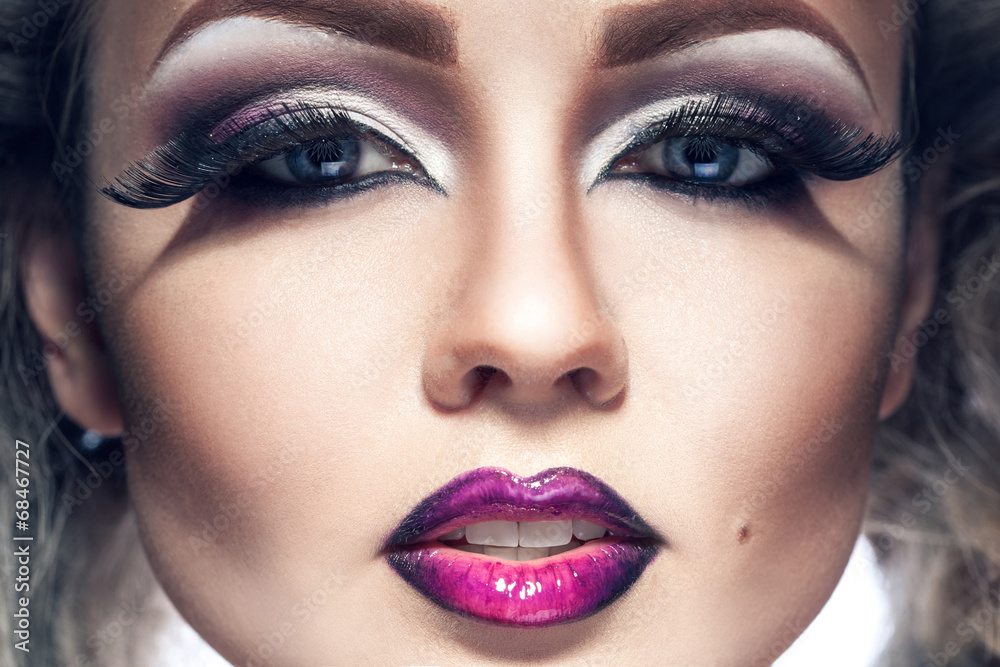 Close up portrait of voluptuous young adult girl with make up an Close up portrait of voluptuous young adult girl with make up an