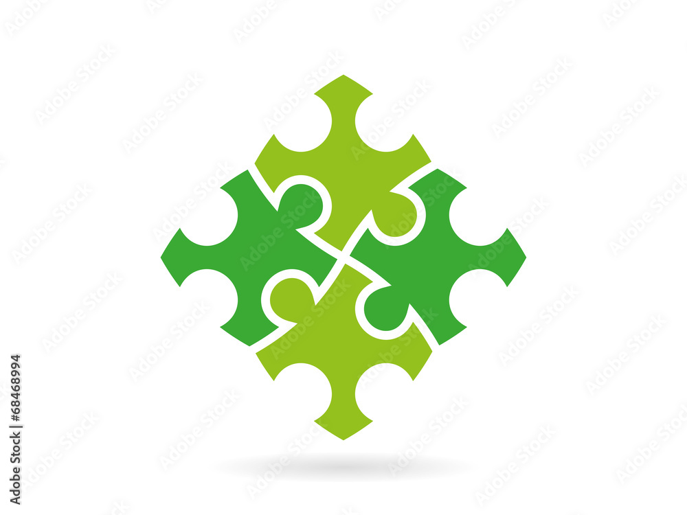Green puzzle pieces forming a whole square vector Green puzzle pieces forming a whole square vector