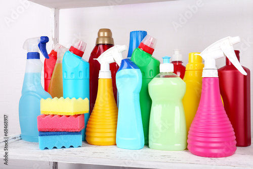 Cleaning products on shelf