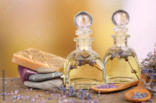 Fototapeta Naklejka Na Ścianę i Meble -  Spa still life with lavender oil and flowers