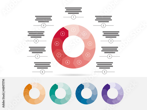 Nine sided presentation infographic diagram chart vector