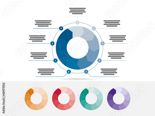 Nine sided presentation infographic diagram chart vector