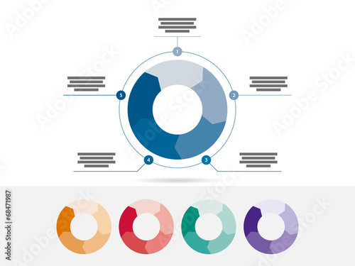Five sided presentation infographic diagram vector