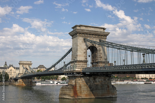 Chain bridge on Danube river Budapest