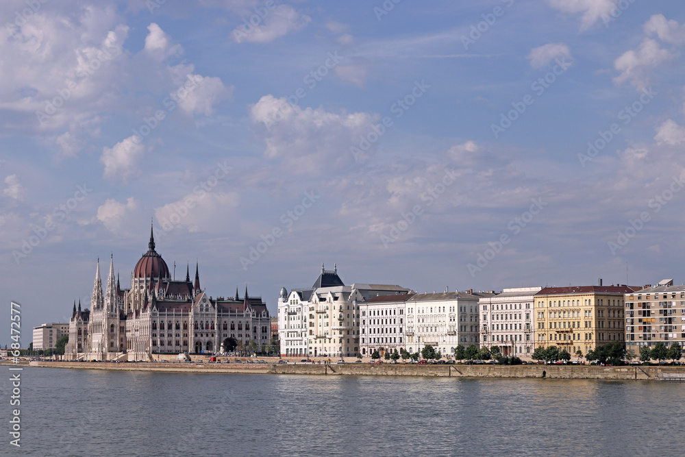 Hungarian Parliament on Danube river Budapest cityscape