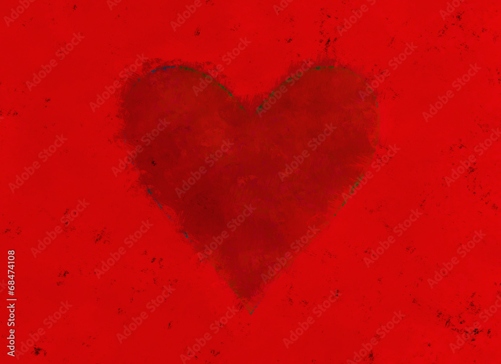 painted paper with red heart. Valentine's day symbol painted paper with red heart. Valentine's day symbol