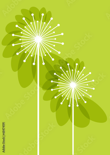 dandelions silhouettes on green background