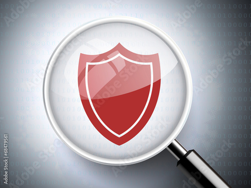 magnifying glass with shield icon