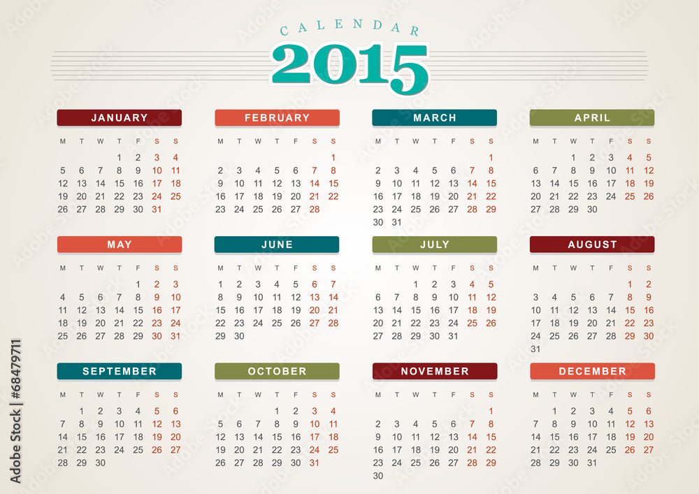 Calendar 2015 vector design template Calendar 2015 vector design template