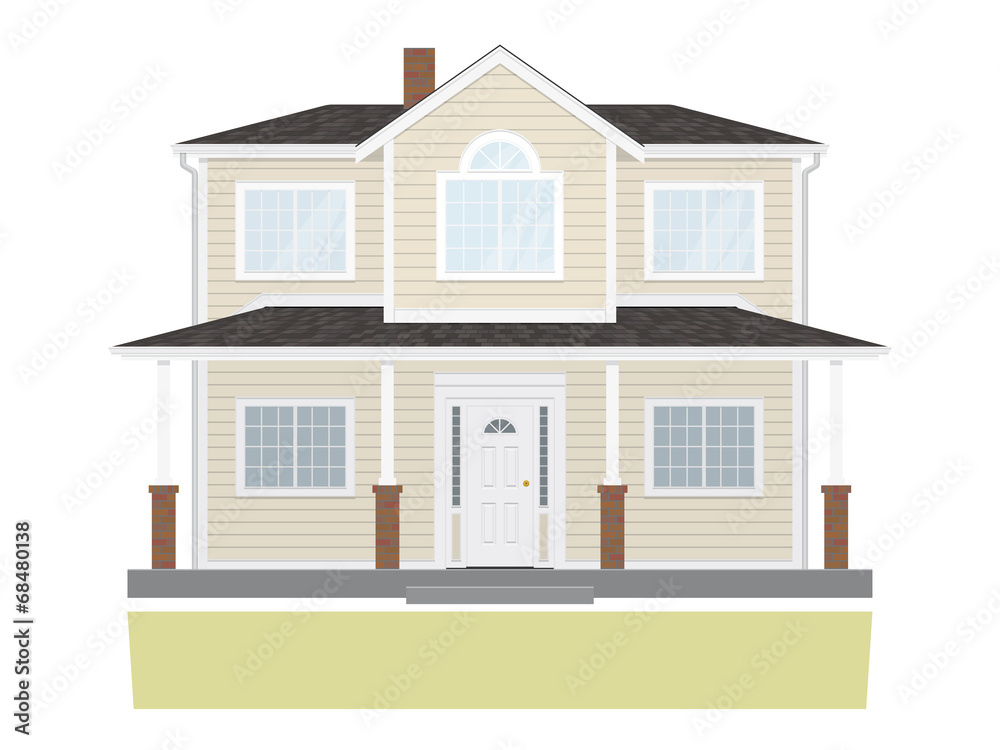 Suburban Family Home Vector Illustration Suburban Family Home Vector Illustration