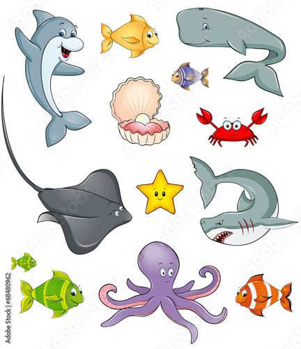 Meerestiere Fische Sammlung Set Kollektion