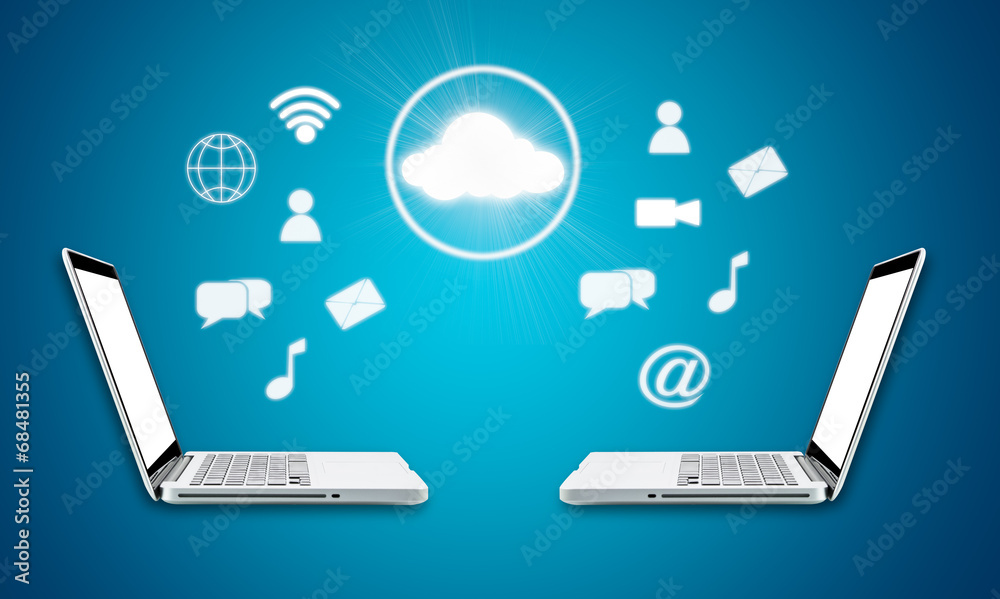 Cloud computing laptop technology connectivity concept