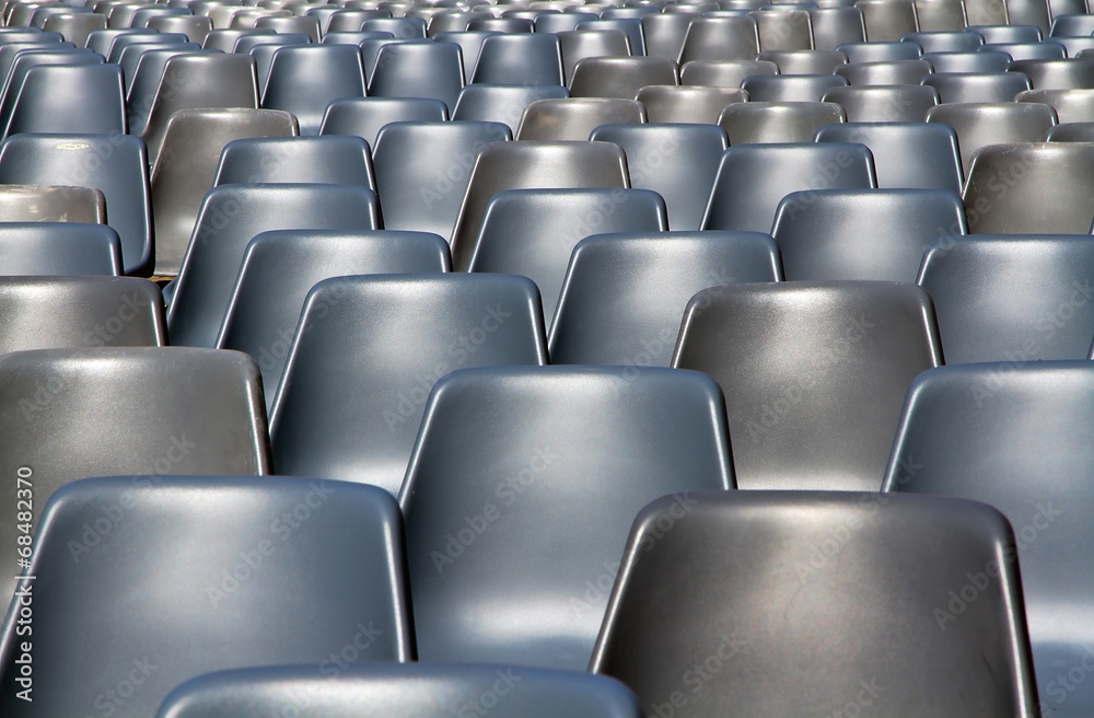 Fototapeta premium Empty seats at outdoor cinema show in Bologna, Piazza Maggiore